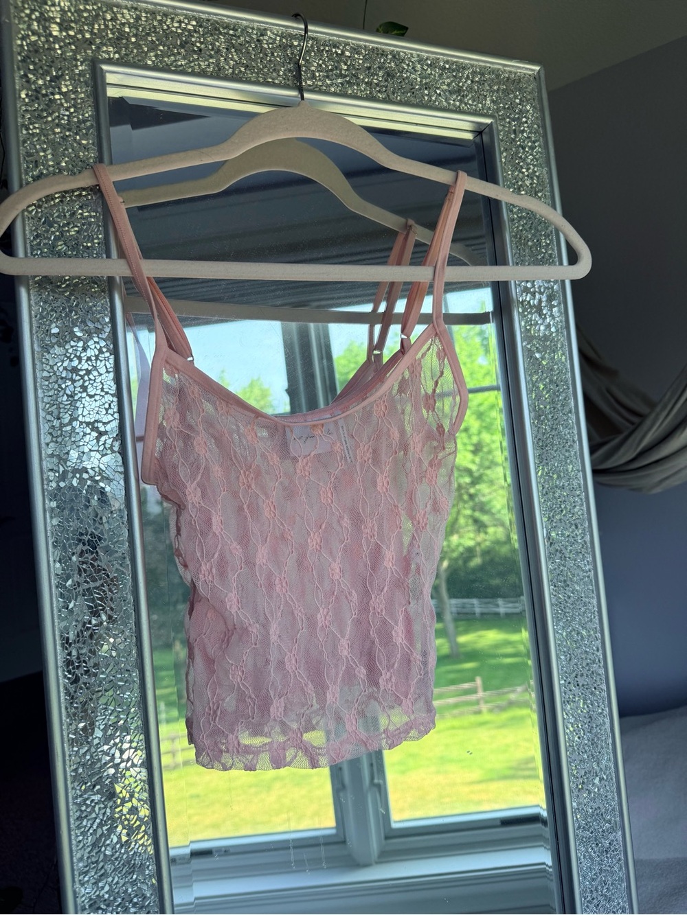 Urban Outfitters Pink Lace Double-Strap Cami